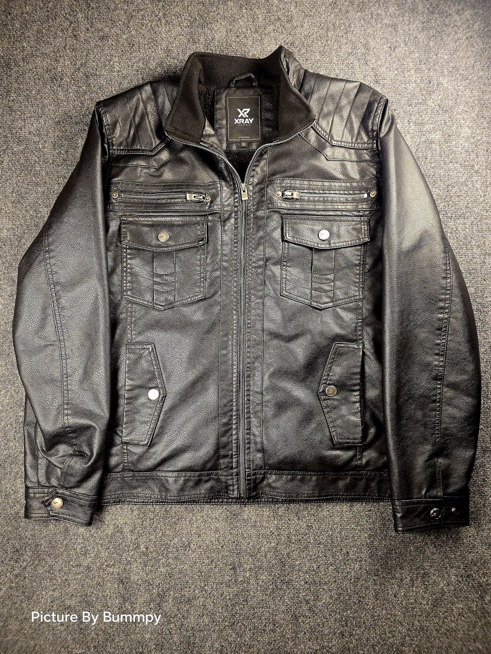 XRAY Men's Faux Leather Jacket All Black Size XL